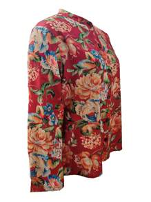 Plus Size Vintage Printed Shirt Women's Tops - Red - View 4