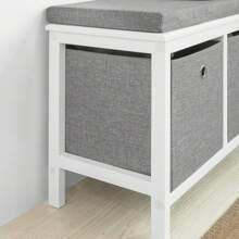 SoBuy FSR81-HG, 2 Baskets Hallway Bedroom Storage Bench, Shoe Bench Shoe Rack Shoe Cabinet With Seat Cushion - Grey - View 7