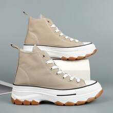 Nexsus Plus Ladies Woemn Chunky Sole Lace Up Casual Trainers Running Shoes Canvas Size UK 3-8 - Mocha - View 4