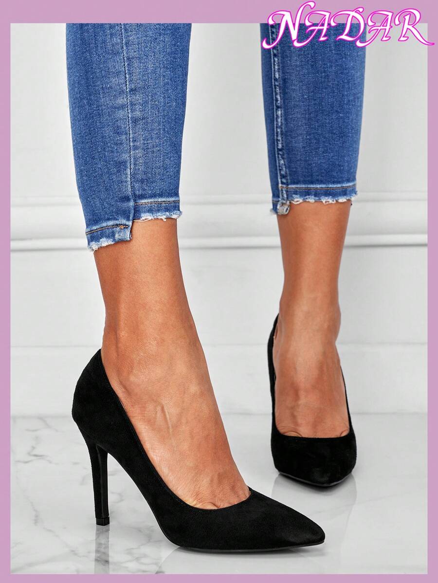 2025新款细尖头高跟鞋，舒适贴合，适合上班通勤，百搭黑色高跟鞋，性感低帮设计，10CM超高跟