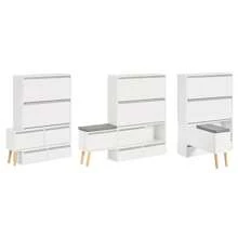 SoBuy FSR134-W，门厅鞋柜鞋架鞋子收纳柜收纳架带抽屉和收纳凳 - 白色 - 查看 4