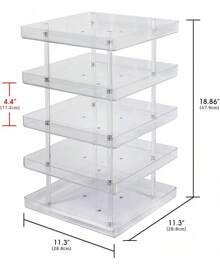 JACKCUBE DESIGN 5 Tier Nail Polish 360 Rotating Display Rack Organizer Stand Makeup Cosmetics Storage Box Carousel Shelf With Acrylic Guard(5tier) – :MK387-5 - 5 Tier - View 7