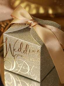 10pcs Wedding Favor Gift Box, Party Decorations - Silver - View 1