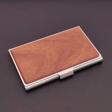 Customizable Metal Black Walnut Business Card Holder, Engraved Logo, Corporate Gift, Meeting & Promotion