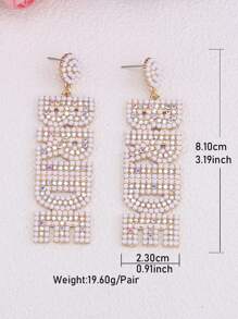 Diseño De Letra Novia Con Cuentas Blancas Brillantes Decoración De Diamantes De Imitación Pendientes De Borla Estilo Bohemio Lindo Joyería De Aleación Accesorios De Boda - Estilo 1 - Ver 2