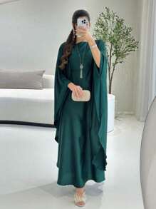 1pc Moisture-Wicking And Breathable Loose Comfortable Batwing Abaya, Suitable For Women's Daily Wear Without Headscarf Soft Hijab,Women Veil - 彩色 - 查看 16