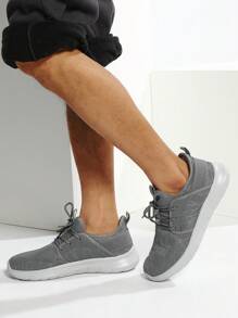 2025 新款男士休闲运动鞋，软底透气轻便户外运动鞋，适合所有季节 - 灰色 - 查看 3
