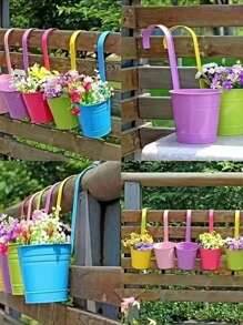 10 buc/set Ferro Pastoral Veranda jardiniere, găleată metalică suspendată pe perete, suport pentru flori, ghiveci, decor de grădină - Multicolor - Vizualizare 3