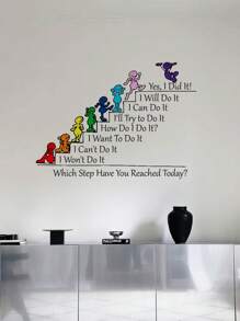 1 pièce Autocollant mural avec citation inspirante, autocollant mural avec phrases de motivation de style bande dessinée, décoration de la maison, autocollants PVC imperméables, art mural autocollant, autocollants de motivation, style contemporain, pour la décoration de la salle de classe, la décoration de la chambre des enfants, la décoration murale, la décoration de la maison, la décoration de la salle d'étude - Multicolore - Voir 9