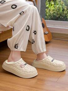 Zapatillas de estar por casa ligeras y cálidas de peluche antideslizantes con decoración de oso de moda