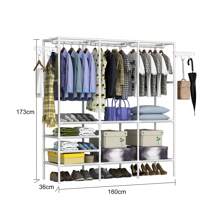 LOEFME Coat Rack Heavy Duty Double Clothes Rail Garment Hanging Display Stand Large Display Stand UK - White - View 3