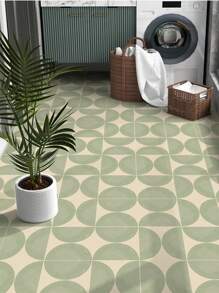 SUPSTICKER 12pcs Nordic Minimalist Geometric Floral Floor Stickers, Thicker Hard Tile-Like Decals With Strong Adhesive, Waterproof & Oil-Proof, Peel-And-Stick, Suitable For Living Room, Bedroom, Kitchen & Bathroom Floors And Walls Renovation Room Decor Home Decor Wall Decor Bathroom Decor Bedroom Decor Room Decoration Stuff Living Room Decor House Decor Home Decor Floor Tiles Flooring Floor Tiles Self Adhesive Floor Tiles Peel Stick Tiles - Multicolor - View 5