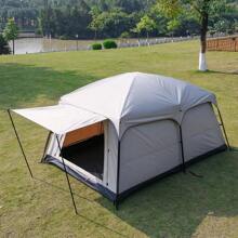 2 卧室 1 客厅户外露营帐篷，4-6 人防水加厚便携式设备用品，适合过夜露营 - 米色 - 查看 5
