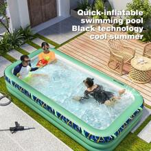 1 件热带雨林条纹充气游泳池 - 加厚 PVC，易于安装，无需电力，非常适合花园、后院夏季水上派对