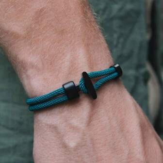 1 pieza Pulsera de cuerda de Milán, pulsera de cuerda trenzada con ancla de la serie Ocean, diseño creativo y único, adecuada para hombres y mujeres, uso diario