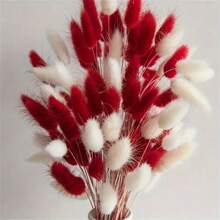 110-Piece Red And White Pampas Grass Bouquet - Festive Decoration For Christmas, Halloween, Easter, Thanksgiving - Great For Weddings, Parties And Table Arrangements - Home, Kitchen Decoration - Dried Flowers And Artificial Flower Arrangements