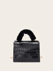 1 pezzo Borsa a tracolla da ragazza con decorazione in pelliccia al polso, borsa a tracolla, regalo ideale