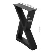 Set Of 2 Heavy Duty Metal Table Legs, Industrial Rustic DIY Furniture Table Legs Coffee Table Legs For DIY Table Desk Breakfast Bar Stand Bench, 441lbs Max Load  (H40 X W32cm - X-Shape) - Black - View 2