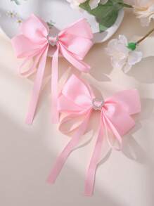 2件/12件女孩蝴蝶结和心形设计发夹套装