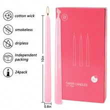24Pcs Pink High Cone Candles | 10 Inches (Approximately 25 Centimeters) | Drip Free, Smoke-Free, Odorless, Long-Lasting Burning | Suitable For Home Decoration, Indoor Atmosphere Creation | Perfect Choice For Holiday Scenes And Gift Packaging - 無味 - 查看 4
