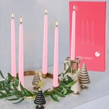 24Pcs Pink High Cone Candles | 10 Inches (Approximately 25 Centimeters) | Drip Free, Smoke-Free, Odorless, Long-Lasting Burning | Suitable For Home Decoration, Indoor Atmosphere Creation | Perfect Choice For Holiday Scenes And Gift Packaging - 無味 - 查看 5