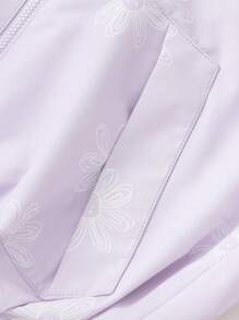 Balabala Girls' Softshell Jacket, Hooded Printed Spring Outerwear - Pink Purple - View 8