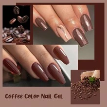 FOUR LILY 6 件棕色凝胶指甲油套装，6 色凝胶指甲油套装情人节闪光指甲油凝胶可剥，裸色凝胶指甲礼物，适合女士女孩 DIY 沙龙家庭美甲 - 彩色 - 查看 3