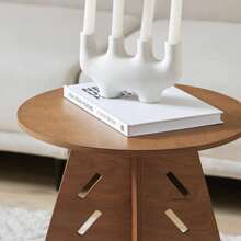 SoBuy HFBT01-BR, Round Side Table Coffee Table Sofa Side Table Bedside Table Nightstand In Mortise And Tenon Structure, H55 X Φ46.5cm, Brown - Brown - View 6