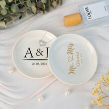 1 件个性化戒指盘，首字母戒指盘，定制珠宝盘，婚礼戒指架，订婚礼物，婚礼礼物，新娘送礼会礼物 - 白色 - 查看 2