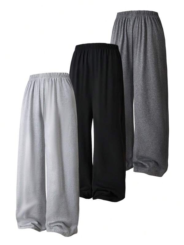 Tween Boy Casual Loose Straight Leg Pants, 3-Piece Set, Suitable For Children's Clothing In Spring And Autumn. Comfortable And Soft Fabric Thin Pants, Suitable For Daily Wear, Outdoor Wear, Parties, And Campus Wear