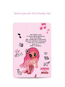 Anime 1pc IPad 10.2", IPad Pro 11" 2021/2020/10th Gen, IPad Mini 4/5/6, Galaxy Tab A8 10.5" 2022, Matepad 10.4", Tablet Mermaid Printed Flat Protective Case, With Pencil Slot, Auto Sleep/Wake Function