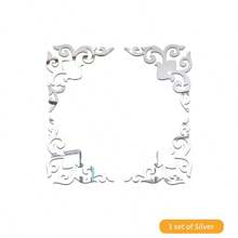 4 件/套角落贴花图案亚克力自粘墙镜贴纸，非玻璃小亚克力镜子适用于家居橱柜墙壁装饰 - 彩色 - 查看 12