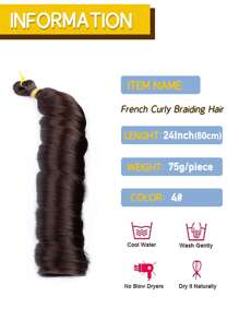 24 Inch French Curl Crochet Braiding Hair, Fluffy Wavy Spiral Curly Synthetic Hair Extensions, 1pc/75g - Dark Brown - View 4