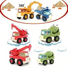 Brinquedos de Construção Adequados para Meninos, Meninas e Crianças de 2, 3, 4 e 5 Anos, Escavadeiras de Caixa de Areia, Caminhões de Construção, Guinchos de Descarga, Caminhões Betoneira, Presentes de Natal e Aniversário, Volta às Aulas