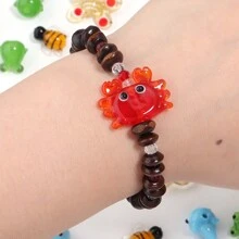 2 件或 10 件/包，动物世界釉珠，时尚多彩可爱卡通珠子，蝴蝶、鲸鱼、蜜蜂、螃蟹、青蛙、龙虾、昆虫，适用于 DIY 手链、项链、耳环、珠宝、手机吊饰、钥匙链 - 彩色 - 查看 8