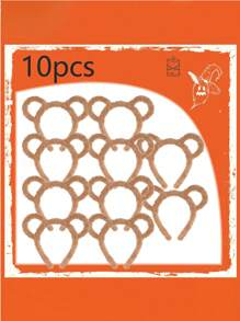 10pcs Bear Ear Plush Headbands, Cute Cartoon Ear Headbands, Fashionable Women's Headbands,Sweet Internet Celebrity Hair Band, Face Washing Headband,Suitable For Masquerade, Party, Birthday Party, Daily Dress Up, Photography, Cosplay (Brown)