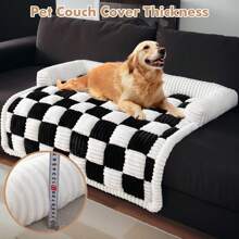 Fuzzy Pet Couch Covers For Sofa, Dog Couch Cover Fuzzy Sofa Cover Cream Square Plaid Dog Bed Plush Dog Mat For Furniture Protector For Large Medium Dogs And Cats Washable Non Slip Pet Mat Sofa Dog Cover Protector Dog Couch Cover,Thickened Quilted Plaid Funny Fuzzy Pet Couch Covers For Sofa