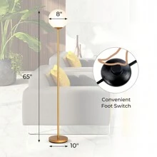 Homasis Glass Globe LED Floor Lamp W/ Glass Lampshade Bedroom Office - Xem 3