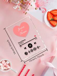 1 pezzo Targa a forma di cuore personalizzata con foto e testo, targa musicale Spotify scannerizzabile, cornice portafoto personalizzata per decorazione domestica, targa acrilica personalizzata con foto e testo, targa con copertina di album musicale, regalo romantico per l'arte musicale, regalo per anniversario, San Valentino, compleanno, matrimonio, festa della mamma, festa del papà, regalo per il migliore amico, regalo per genitori/partner, regalo di laurea - Stile incisione San Valentino e amore 9 (12*16 cm)-Nero - Visualizzare 4