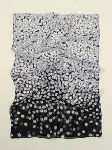 1pc Women Spring Polka Dot Ombre Chiffon Printed Scarf, Fashion Minimalist, Casual Versatile Headscarf, Suitable For Daily Wear, All Season - 06-black - View 3