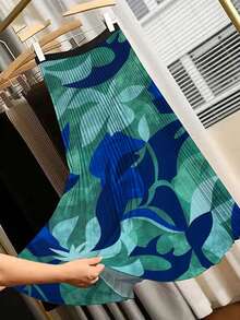New Spring/Summer High-Waisted Pleated Skirt In Blue-Green, Mid-Length A-Line Silhouette, French Retro Style, Versatile For Work, Dates, And Everyday Wear, Flattering And Approachable Look - Multicolor - View 3