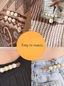 12 件仿珍珠腰夹可调节腰部服装配饰女士隐形腰带，无卡纸连衣裙配饰衣服别针包饰背包学校办公室配饰衬衫夹克珠宝万圣节衣服别针有趣可爱教师礼物万圣节配饰教师节服装配饰包饰圣诞节