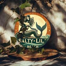 Cartel decorativo de pared con diseño de sirena - Grabado en hoja de aluminio, placa redonda vintage "Salty Lil' Beach", decoración temática náutica para bar/cafetería/hogar, regalo perfecto para entretenimiento de amigos y familiares, aluminio, 7.87x7.87 pulgadas - 1 pieza