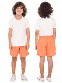 Bermuda Short Tactel Boy's Children's Youth Drawstring Fit 4 To 14 - Orange - View 4