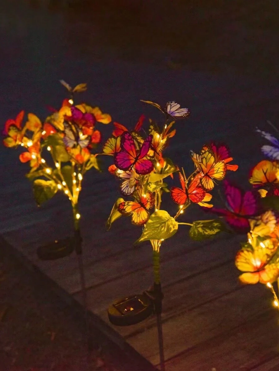 1 件逼真的蝴蝶太阳能地桩灯，防水户外装饰草坪灯，适用于节日家庭花园派对，适用于餐厅、咖啡厅、婚礼、公园景观 - 暖光 - 查看 1