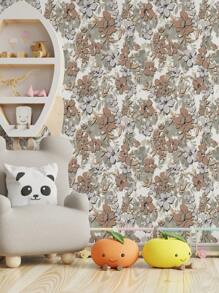 1 pièce Papier peint rétro à motif floral épaissi, autocollant mural amovible imperméable, convient pour la chambre d'enfants, la chambre à coucher, la garderie, la décoration murale du salon, le cabinet, le renouvellement du mobilier