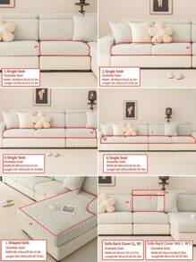 1pc All Season Stretch Sofa Cover Set, Modern Simple Anti-Slip Full Cover Fabric Thickened Sofa Seat Cushion Slipcover, Machine Washable Dust-Proof Non-Fading Home Decor Pet Friendly Protector, Suitable For L-Shaped Sofa And 1/2/3/4 Seater