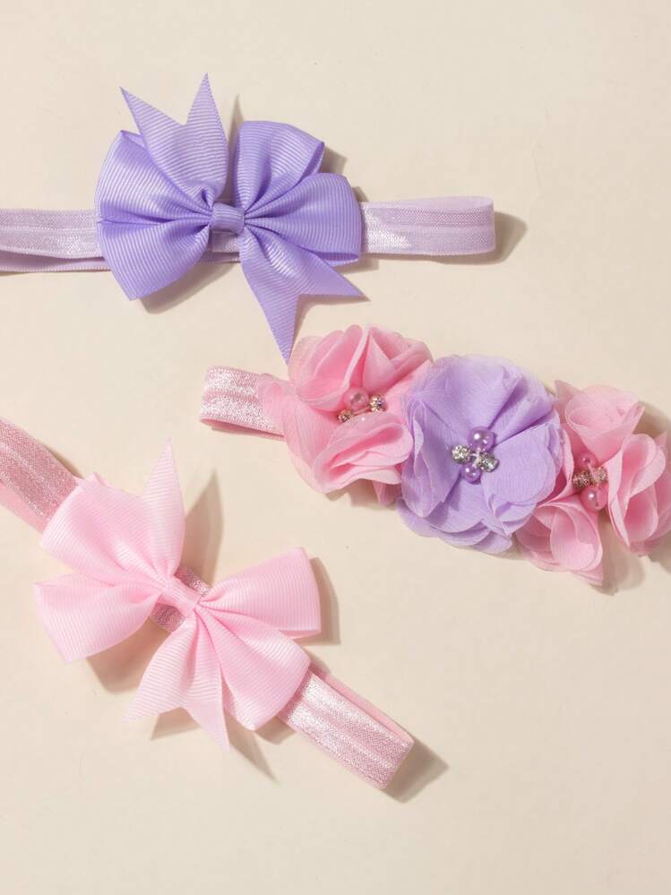 3 Pcs Headband For 0-4 Years Old ,Bow Headband, Bow Headband,Girl Spring Clothes Teen Headbands,Girl Accessories Celebration Day Anniversary Party Decorations,Gift Multiple Colors Are Available,Can Be Worn At Home Or Outside,Birthday Decorations, Photography Props - Multicolor - View 6