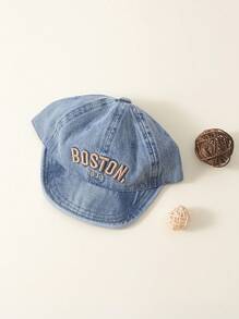 1頂有中性刺繡波士頓字母可調軟牛仔帽,適用於5-16個月的寶寶,適用於春夏秋季 - 藍色 - 查看 6