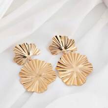 Exaggerated Dramatic Leaf & Heart Loop Chandelier Earrings, Personalized Circular Disc Earrings